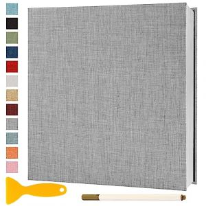 Album Photo Adhesif Vierge 28x27 CM Classeur Photo Livre Photo Personnalisable Scrapbook de Classe Mariage Livre D'or Enfant Bebe DIY Carte Postale, 60 Pages Gris (Semfalbuums, neuf)