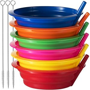 JoyServe Bols &agrave; c&eacute;r&eacute;ales pour enfants avec paille - 6 bols &agrave; soupe de 592 ml, bols &agrave; soupe r&eacute;utilisables, plastique sans BPA, pailles en plastique (Bols C&eacute;r&eacute;ales) (EZ SPACE EU, neuf)