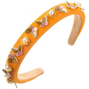 SLXLYH Bandeau esthétique avec perles et papillons cloutés pour femme et fille - Décoration de cheveux élégante (orange, taille unique) (anbeidianzi, neuf)