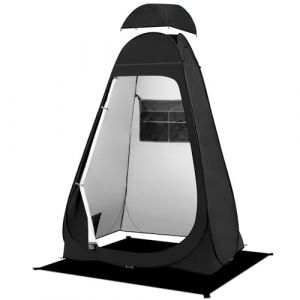BRIAN & DANY Tente de Douche Pop Up Portable avec Abri Pluie et Fenêtres, Tente de Camping Toilette pour Randonnée, Plage, UPF 50+ et Imperméable, 120 x 120 x 190 cm, Noir (Baco Engineering, neuf)