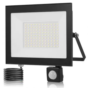 100W Projecteur LED Exterieur Detecteur de Mouvement,10000LM 3000K Blanc chaud Spot LED Ext&eacute;rieur,IP66 Etanche Projecteur LED Exterieur,Eclairage Ext&eacute;rieur avec D&eacute;tecteur pour Jardin Patio Garage (weyait, neuf)