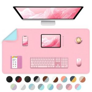 Bleswin tapis de souris multifonctionnel double face, &eacute;tendu en cuir synth&eacute;tique imperm&eacute;able 90 x 40 cm, protecteur de bureau pour bureau &agrave; domicile (rose + bleu) (Phoenix-UK, neuf)