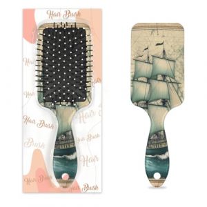 Peigne de massage antistatique à coussin d'air - Brosse à cheveux vintage - Carte nautique - Boussole carrée - Brosse de massage pour cuir chevelu - Pour femmes et filles (OSAM SPACE, neuf)