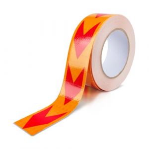 Innfeeltech 1 pièce Ruban adhésif réfléchissant pour flèches, 50mm*25m, Flèche de réflexion nocturne Ruban adhésif de marquage, jaune et rouge (XINGZHI TECH, neuf)
