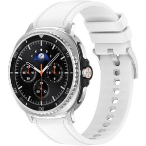Miimall Bracelet pour Galaxy Watch 8, Bracelet de Montre pour Samsung Galaxy Watch 8 Classic en Cuir et Silicone, Bande de Rechange &agrave; Double Couche Souple et R&eacute;sistante pour Homme et Femme, Blanc (Miimalleu, neuf)