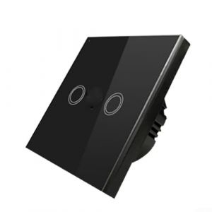 HpLive Interrupteur tactile 2 voies 1 voie pour lampes LED - Double variateur d'intensité pour lampe LED/ampoule - Interrupteur tactile avec panneau en verre et LED d'état (noir) (Focuslifeshop-eu, neuf)
