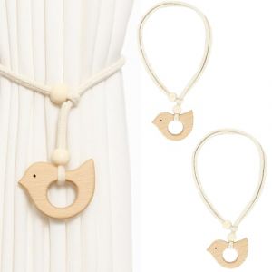 2 embrasses rideau oiseau bois style nordique, design r&eacute;glable, bois premium, solides et raffin&eacute;es, attache rideau, embrasse rideau magnetique (Anilalowbility, neuf)