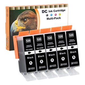 D&C PGI 520 Cartouches d'encre compatibles pour Canon PGI-520 BK pour Canon Pixma IP3600 IP4600 IP4600X IP4700 MP540 MP550 MP560 MP620 MP630 MP640 MP640R MP980 MP990 MX860 MX870 (5 Noir) (LOSMANN, neuf)