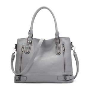 VINBAGGE Sac à Main bandouliere en Cuir PU pour Femme Messenger Hobo Sac Fourre Tout Grande capacité pour Le Travail Shopping Party Voyage.Gris (GENOLD, neuf)