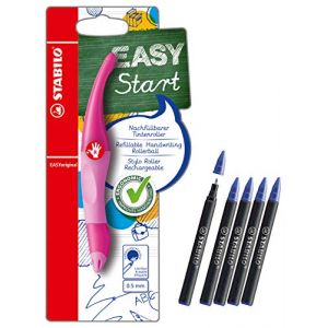 STABILO EASYoriginal Lot de 3 stylos roller ergonomiques pour droitier - Rose clair/foncé - Avec cartouche et cartouches d'encre à remplir - Moyen - Couleur d'écriture bleue (effaçable) (allpremio, neuf)