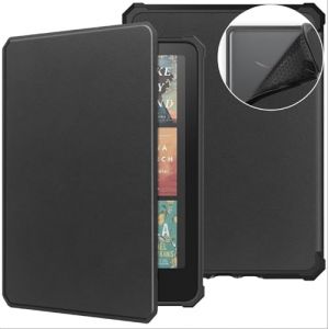GIOPUEY Coque Compatible avec Kindle Paperwhite 6 2024, étui en Cuir [étui à Rabat] Cuir PU + Doux TPU Case Cover, Auto Sleep/Wake, 360° Protection - Black (GIOPUEY, neuf)