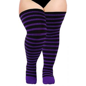 Moon Wood Chaussettes Cuissardes Halloween Femme Chaussettes Hautes en Coton Chaud avec Élastique Bande Antidérapante Plus Taille 39-42 (Moon Wood France, neuf)