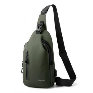 Pangogogo Sac &agrave; bandouli&egrave;re pour homme Petit Sac &agrave; bandouli&egrave;re l&eacute;ger et imperm&eacute;able pour homme, Sac banane pour les voyages, les festivals, le quotidien, la randonn&eacute;e et le v&eacute;lo (Vert) (Luminzo-Direct, neuf)