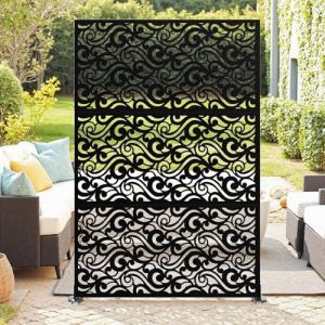 Hapihom Paravent avec support, 120x180 cm, Paravent en m&eacute;tal, acier galvanis&eacute;, s&eacute;parateur d&eacute;coratif pour balcon, Cloison libre pour ext&eacute;rieur et int&eacute;rieur, jardin, terrasse, espace int&eacute;rieur - G (Yuwuyuan, neuf)