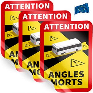 Autocollant d'angle mort France - Angles Morts Autocollant pour camping-car et bus - 17 x 25 cm - Autocollant pour camping-car - Panneau d'avertissement (PRINT-GG, neuf)