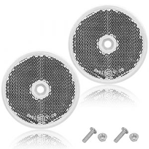 AGRISHOP Blanc Catadioptre Rond,2pièces,Homologué E9,Ø60 mm,Réflecteurs à Visser pour Remorque,Reflector Rond Signalisation pour Poteau Van Auto RV Caravane,Reflector Œil de Chat (Blanc/Rond/2pièces） (AGRISHOP, neuf)