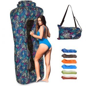 Outplea Hamac Gonflable avec Sac, Portable Canapé Gonflable Eau et Terre, Air Sofa Pouf Gonflable Exterieur pour Jardin Camping Plage Voyager, Bleu Tropical (Outplea, neuf)
