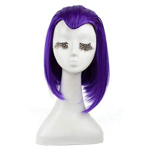 WELLHY Cosplay Perruque Corbeau Cosplay Perruques Anime Violet Court Droit Cosplay Perruque Halloween résistant à la Chaleur Cheveux synthétiques for Coser (good stuff A, neuf)
