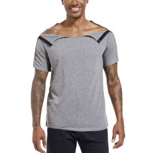 Landofgenie T-Shirts de Sport pour Homme et Femme T-Shirt de Sport Chemise apr&egrave;s l'&eacute;paule T-Shirt Fonctionnel avec Boutons-Pression C&ocirc;t&eacute; Gauche et Droit &agrave; d&eacute;chirer Manches Courtes, Gris, M (landofgenie, neuf)