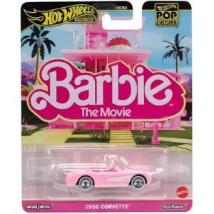 Hot Wheels BARBIE THE MOVIE Die Cast Modèle auto 1956 CORVETTE Cabriolet Rose à partir du film - Echelle 1:64 - longueur 7cm POP CULTURE JBL79 (VOILAH, neuf)