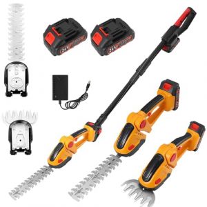 Taille Haie T&eacute;lescopique, 2ps Taille-Haies sans Fil avec 2 * 1500 mAh Batterie et Chargeur, Taille Haie Batterie Rechargeable, Coupe Haie avec Longue Manche 1,6m pour Arbustes, Jardin, Gazon (BOFISH LIMITED, neuf)