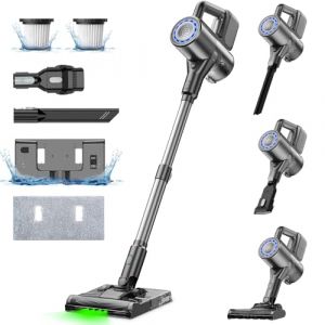 VersLife S7PLUS Aspirateur Balai sans Fil avec Fonction Nettoyage, 2 en 1 Aspirateur sans Fil Puissant 35Kpa, Lumière LED Verte, Aspirateur Balai pour Dur Tapis Sols Poils d'animaux (Martinkelar, neuf)