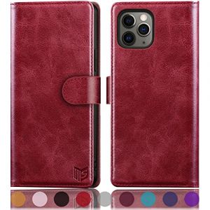 SUANPOT &Eacute;tui pour iPhone 11 Pro 5,8" avec Porte-Cartes de cr&eacute;dit, Blocage RFID, &eacute;tui de Protection &agrave; Rabat en Cuir synth&eacute;tique pour Homme et Femme Apple 11 Pro Rouge (STAVROLINE TRADING COMPANY SINGLE MEMBER P.C., neuf)