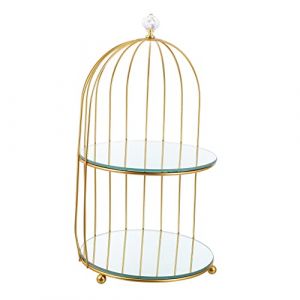 CALLARON Pr&eacute;sentoir &agrave; Cosm&eacute;tiques Forme De Cage Porte-maquillage &Eacute;tag&egrave;re De Rangement M&eacute;tal Pour Salle De Bain Coiffeuse Meuble Pr&eacute;sentoir Multifonctionnel (Raindrops On Roof, neuf)