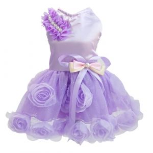 Chien Robe Luxe Chiot Jupe V&ecirc;tements Princesse Robes Mariage Robe de Soir&eacute;e Tutu Jupe Rose Fleur Bowknot Robe pour Petit Chien Fille (Rdc Toy, neuf)