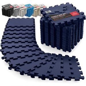 Tapis de Sport de Sol Salle de Fitness - Dalles en Mousse sans BPA + Bordures | Matelas Puzzle Tatami EVA Caoutchouc pour Matériel Gym Banc de Musculation Course Garage Piscine Isolation (PL|Concepts, neuf)