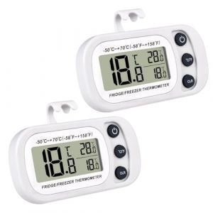 2 Pièces Thermometre Frigo, Thermomètre à Réfrigérateur à Congélateur Numérique avec Crochet Écran LCD Facile à Lire,Fonction Max/Min et Congélateur pour Maison Bureau Les Restaurants Bars (SiAoTeFei, neuf)