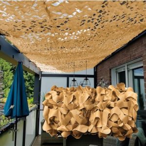 Filet de Camouflage Sable 3X6m 210D Tissu Oxford Voile d'ombrage Camouflage Net Militaire pour Parasol extérieur Camouflage de Chasse décoration de fête Housse de Voiture (Defend-kit, neuf)
