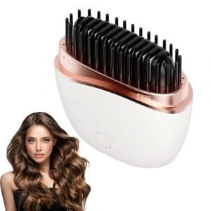 Mini Brosse Chauffante, Brosse Coiffante, Peigne Chauffant, Mini Lisseur Sans Fil, Lisseur De Voyage, Appareils Et Outils De Coiffure, Pour Cheveux Lisses & Boucles (Blanc) (LLL11w, neuf)