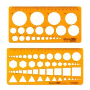 ZORVYN 2 pi&egrave;ces Pochoir circulaire pour dessin, quilling et mesure num&eacute;rique, R&egrave;gle pour bureau et &eacute;cole, Trace cercle en plastique, Gabarit studio artistique ou dessin (Transparent orange) (SESINEND, neuf)