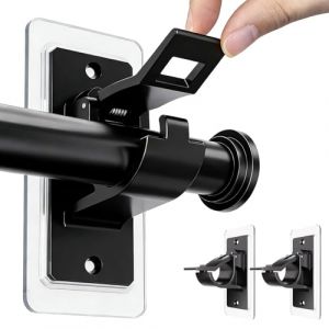 2 Pi&egrave;ces Supports de Tringle &agrave; Rideaux,Accroche Rideau Adhesif,Support Rideau Sans Percage PET pour tringle &agrave; rideau sans clous pour salle de bain et salon (Noir-2 Pi&egrave;ces) (WangDeFu123, neuf)