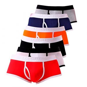 Boxer Hommes Briefs Pyjama Slip sous-V&ecirc;Tements Sexy Push Up Gay Ouvert Dim Lot Coton Long Transparent Eminence Taille Haute Basse Bikini Sport Pulse Filet Elephant Underpants T-Back Underwear Shorts (xiaodanshangdian, neuf)
