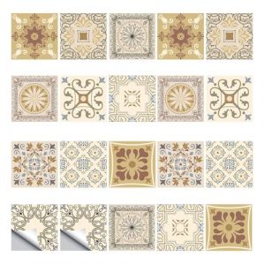 20 Pièces Stickers Carrelage Salle De Bain 15x15 Autocollant De Carreaux Adhésif Feuille De Carreaux De Cuisine En Mosaïque Étanche Papier Peint De Carrelage Stickers De Style Marocain De Escalier (Rolllingyuan, neuf)
