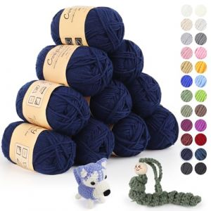 Coopay 10 Pelote de Laine à Tricoter, 450g (10x 45g), Laine Crochet Doux en Coton et Fibre, 5 Brins, Laine Crochet Tricot pour Layette, Fil à Crocheter Écharpe, Couverture, Gant - Bleu Marine (YutongTech, neuf)