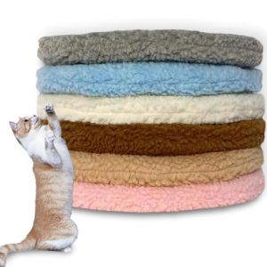 Waigg Kii Petit coussin rond en polaire &eacute;paisse pour chat - Lavable - Matelas de sol pour chat - Lit profond pour chats d'int&eacute;rieur (bleu, L, 40 cm, 1 pi&egrave;ce) (Waigg Kii, neuf)