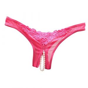 G&eacute;n&eacute;rique Culotte Femme String Lingerie Dentelle R&eacute;sille Perspective Creux Sexy Hot No&euml;l Hiver Fashion La Mode avec N&oelig;ud Perle (Miuiakoal, neuf)