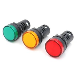 Woljay Voyant indication panneau pilote LED Rouge Jaune Vert 22mm LED Pilote AC/DC 24V 20mA Indicateur de lampe de signalisation 3 pièces (Woljay Trading, neuf)