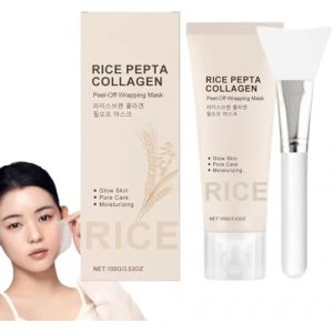 Rice Pepta Collagen Peel-Off Wrapping Mask, Masque Collagene Visage Korean, Skincare Coreen Collagen Night Mask, Collagen Night Wrapping Mask, Skincare Masque Nuit Pour Hydratant Profondeur (1PC) (sSaangiAO, neuf)