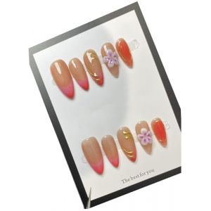Handmade Nail Patch - Medium Long holiday Nail set | detachable self-adhesive | bright multicolor | for everyday, party, wedding | with nail tools (M) (Dai Wang Shopping, neuf)