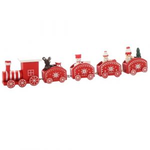 Damaiyyy Train de No&euml;l en Bois,Petit Train Noel No&euml;l Train D&eacute;coration Christmas Jouet Mini Train pour Enfant Cadeaux de No&euml;l F&ecirc;te Table D&eacute;coration No&euml;l Cadeau Jouets (Meet-shop, neuf)