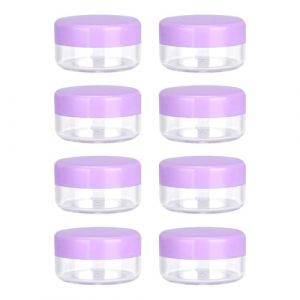8 Pièces Pots D'échantillons de Voyage, 10G Contenants Cosmétiques, Petite Pots Ronds Clairs Vides, Mini Pots Cosmétiques Vide, pour Crème, Échantillons, Poudre, Baume à Lèvres (WU ZHISHUN DE DIAN, neuf)