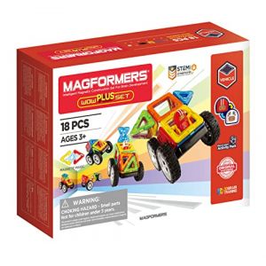 MAGFORMERS Wow Plus 707020 Lot de 18 Blocs de Construction magnétiques pour Enfants - Lot de 18 Blocs de Construction magnétiques pour Enfants - Cadeau des années - pour garçons et Filles (ClicsToys, neuf)