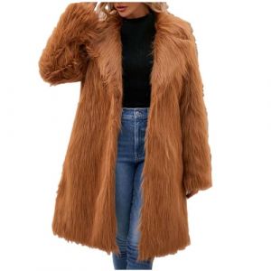 AEGJEGVD 2024 Veste Fausse Fourrure Femme mi Longue Léopard Manteau en Fourrure synthétique Veste d'hiver Chaude Manteau Élégant Couleur Unie Fluffy Manteau en Fausse Fourrure Polaire Coat Jacket (⭐⭐⭐⭐⭐AEGJEGVD⭐⭐⭐⭐⭐, neuf)