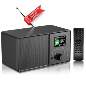 PAZEAU Radio Num&eacute;rique Dab/Dab+ FM, Radio Nostalgie Retro avec &Eacute;cran Couleur 2,4, Bluetooth, USB/AUX, T&eacute;l&eacute;commande, Radio Cuisine R&eacute;veil Double R&eacute;veil, Minuterie Veille, 60 M&eacute;moires Stations (Noir) (YANGJING6, neuf)