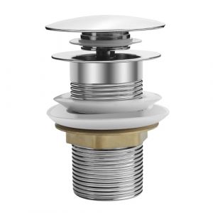 Bonde pour lavabo de salle de bain, sans trop-plein, lavabo &agrave; poser, bouchon pop-up, chrome poli, pour trous d'&eacute;vier de 4,1 &agrave; 4,8 cm, enti&egrave;rement en laiton inoxydable et acier inoxydable (Style court) (RUMILAGR, neuf)