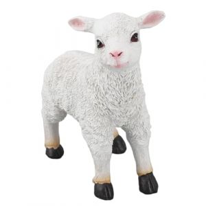 Tissting Statue de Jardin en Forme d'agneau 18.5cm en R&eacute;sine Blanche, Statue de Mouton D&eacute;corative, D&eacute;coration Int&eacute;rieure et Ext&eacute;rieure, Jolie Sculpture d'art de Jardin pour Patio, Pelouse (Debout) (Tomoerd, neuf)